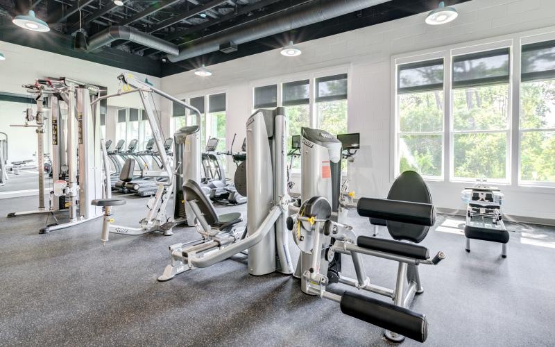 a gym with exercise equipment